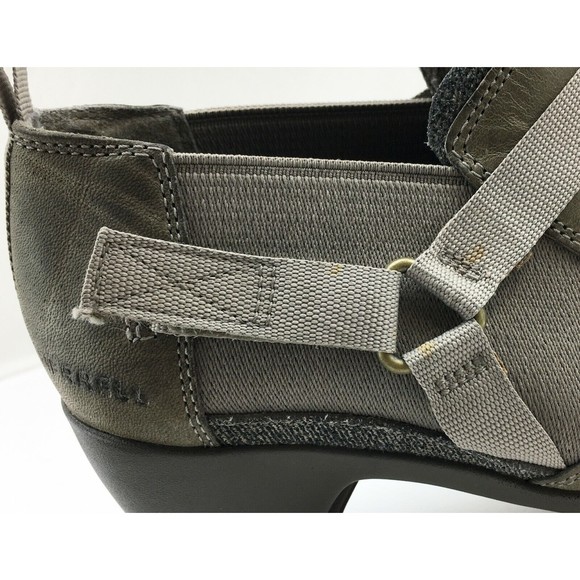 Merrell Aluminum Lt Olive Leather Harness Strap Pull On Ankle Booties-Women's 8 - Picture 9 of 10